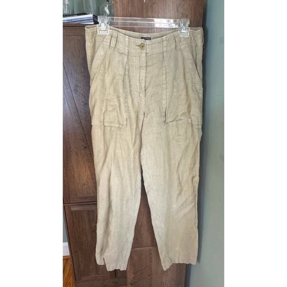 J. CREW Seaside Cargo Pant in Linen-TENCEL™ Lyocell Blend Size 8 Utility Casual - Picture 2 of 7